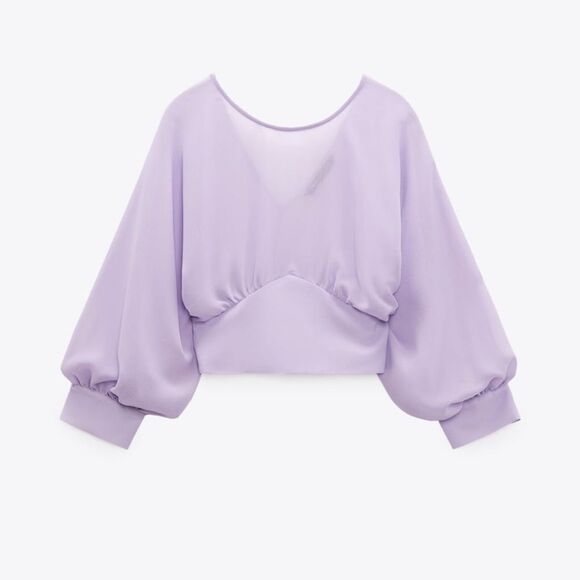 Zara Lilac Fitted Waist Top Size XL - Picture 1 of 7